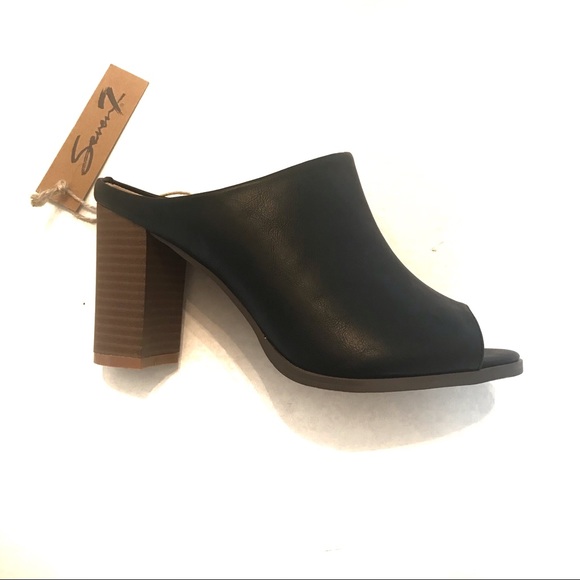 Seven 7 Peep Toe Mules in Navy Blue Size 8 and 8 - Picture 4 of 7